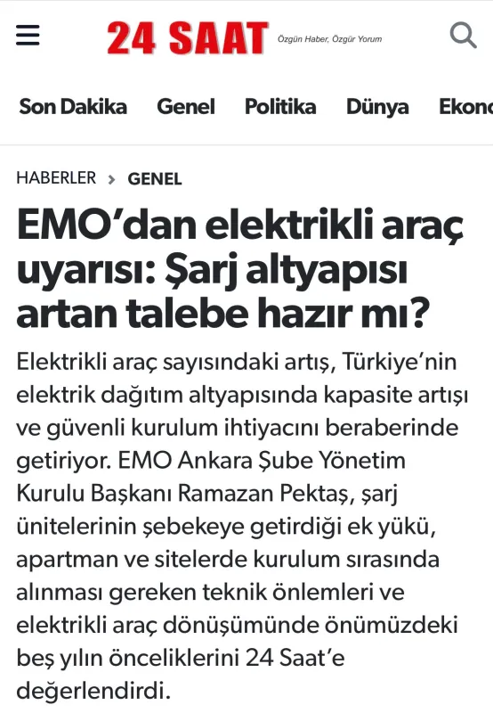 ELEKTRİKLİ ARAÇ SAYISI ARTIYOR: ŞARJ ALTYAPISI ARTAN TALEBE HAZIR MI?( 24 Saat 20.10.2026)