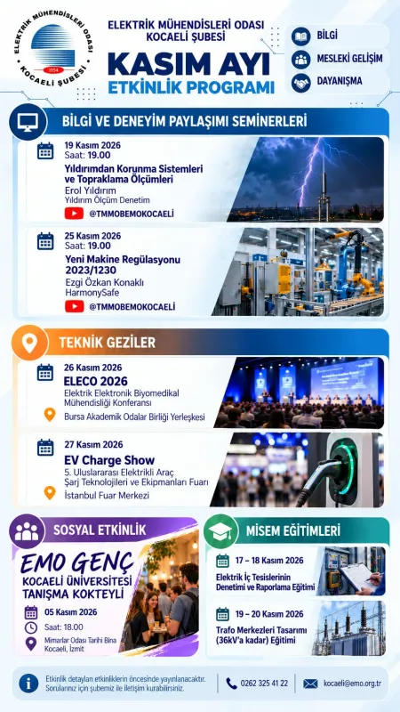 📢 EMO KOCAELİ ŞUBESİ KASIM AYI ETKİNLİK PROGRAMIMIZ YAYINDA!