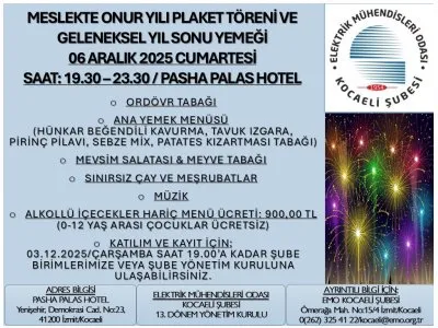 MESLEKTE ONUR YILI PLAKET TÖRENİ VE GELENEKSEL YIL SONU YEMEĞİ