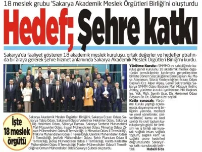 18 MESLEK GRUBU `SAKARYA AKADEMİK MESLEK ÖRGÜTLERİ BİRLİĞİ`Nİ OLUŞTURDU