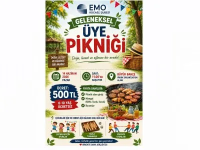 EMO KOCAELİ ŞUBESİ GELENEKSEL ÜYE PİKNİĞİ`NDE BULUŞUYORUZ!