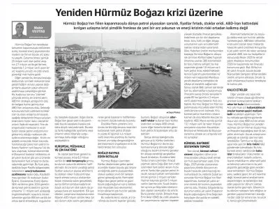 MAHİR ULUTAŞ YAZDI: YENİDEN HÜRMÜZ BOĞAZI KRİZİ ÜZERİNE (BİRGÜN, 26.06.2026)
