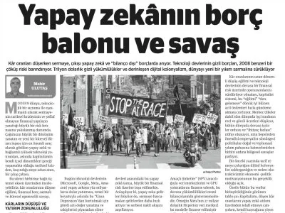 MAHİR ULUTAŞ YAZDI: YAPAY ZEKANIN BORÇ BALONU VE SAVAŞ (BİRGÜN, 31.07.2026)