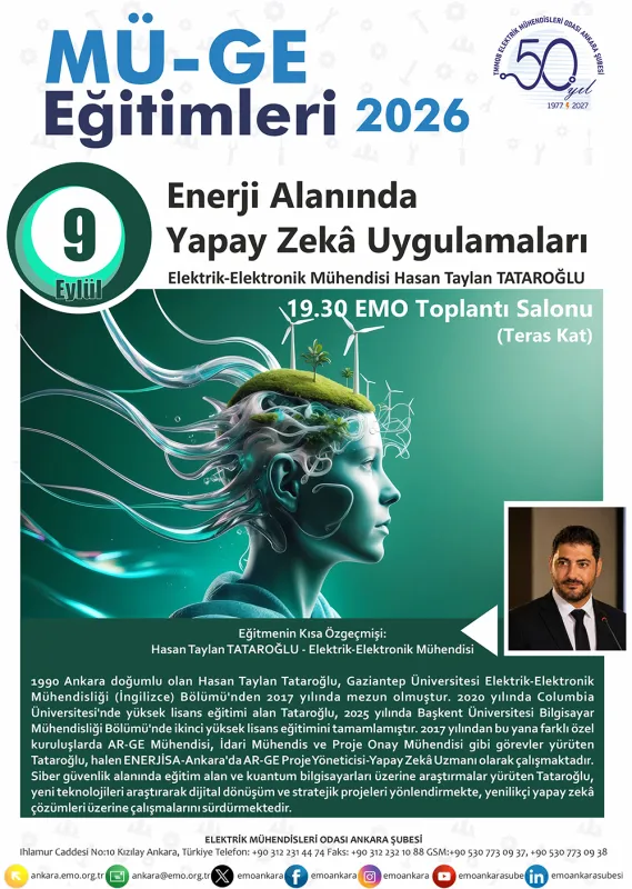 MÜGE’26-EYLÜL: “ENERJİ ALANINDA YAPAY ZEKÂ UYGULAMALARI”