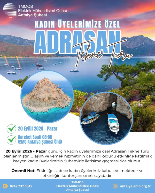KADIN ÜYELERİMİZE ÖZEL TEKNE TURU PLANLANMIŞTIR