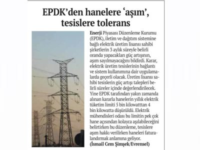 EVLERE KABARIK FATURA, ŞİRKETLERE TOLERANS (EVRENSEL GAZETESİ, 12.11.2025)