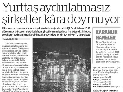 KAMUYA FATURASI AĞIR ŞİRKETLER AYDINLANDI (BİRGÜN GAZETESİ, 18.05.2026)