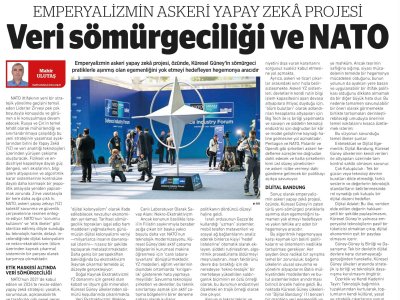 MAHİR ULUTAŞ YAZDI: EMPERYALİZMİN ASKERİ YAPAY ZEKÂ PROJESİ VERİ SÖMÜRGECİLİĞİ VE NATO (BİRGÜN, 15.07.2026)