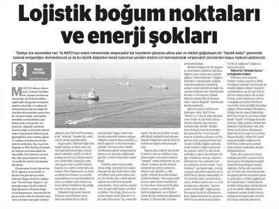 MAHİR ULUTAŞ YAZDI: LOJİSTİK BOĞUM NOKTALARI VE ENERJİ ŞOKLARI (BİRGÜN, 14.08.2026)
