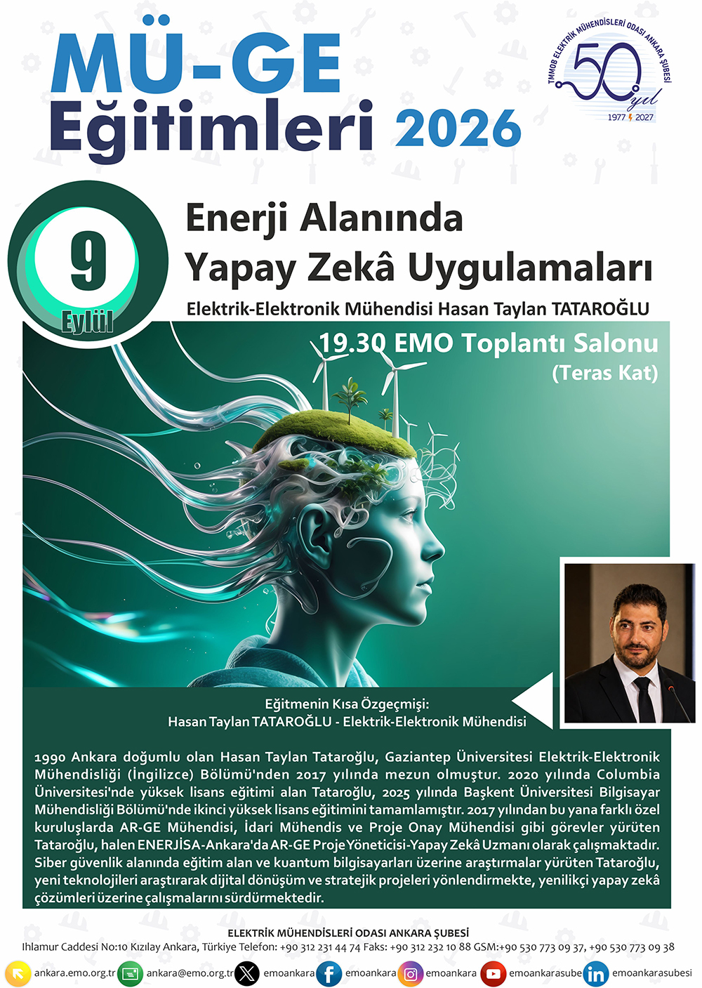 MÜGE’26-EYLÜL: “ENERJİ ALANINDA YAPAY ZEKÂ UYGULAMALARI”