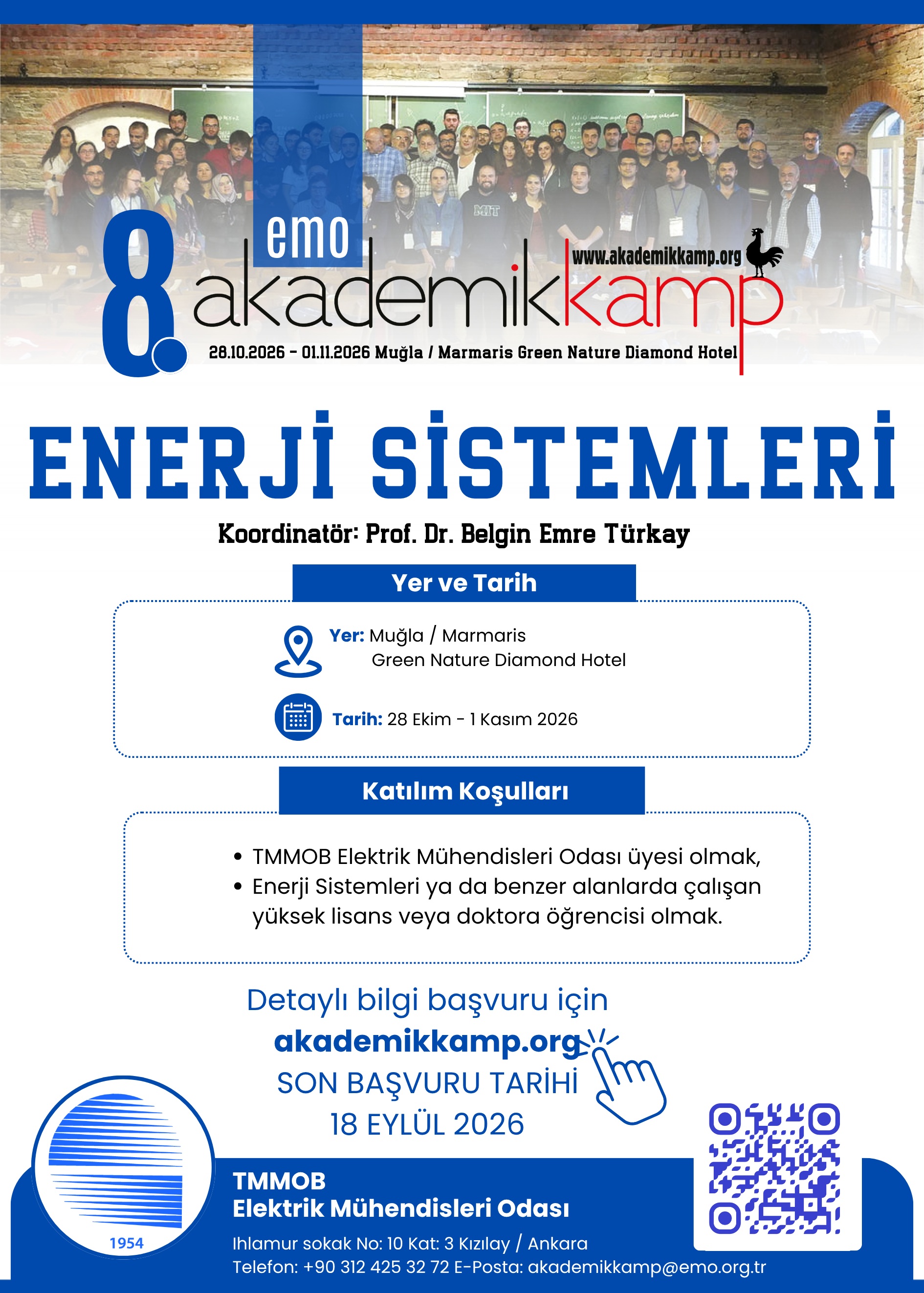 8. AKADEMİK KAMP İÇİN SON BAŞVURU TARİHİ : 18 EYLÜL 2026