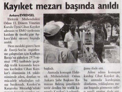 KAYIKET MEZARI BAŞINDA ANILDI  (EVRENSEL GAZETESİ, 31.07.2006, SAYFA 2)