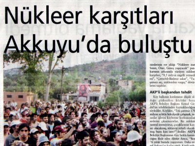NÜKLEER KARŞITLARI AKKUYU’DA BULUŞTU (EVRENSEL, 08.08.2006)