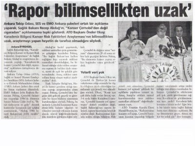 'RAPOR BİLİMSELLİKTEN UZAK' (EVRENSEL, 21.08.2006)