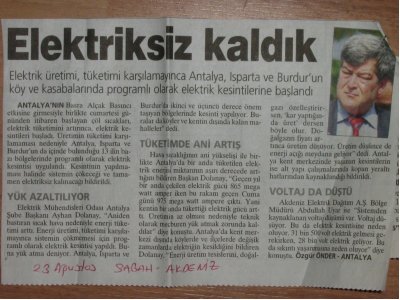 ELEKTRİKSİZ KALDIK