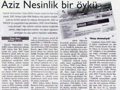 AZİZ NESİNLİK BİR ÖYKÜ (EVRENSEL, 05.09.2006)