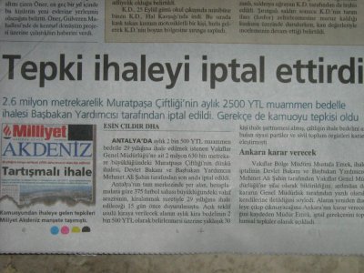 VAKIF ÇİFTLİĞİ İHALESİ KESİNLİKLE DURDURULMALI-29 EYLÜL
