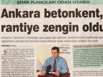 ANKARA BETONKENT, RANTİYE ZENGİN OLDU (MİLLİYET, 10 EKİM 2006)