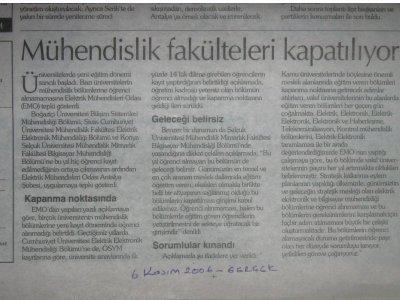 MÜHENDİSLİK BÖLÜMLERİ KAPATILIYOR.