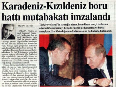 KARADENİZ-KIZILDENİZ BORU HATTI MUTABAKATI İMZALANDI (RADİKAL GAZETESİ, 15.12.2006, MURAT YETKİN)