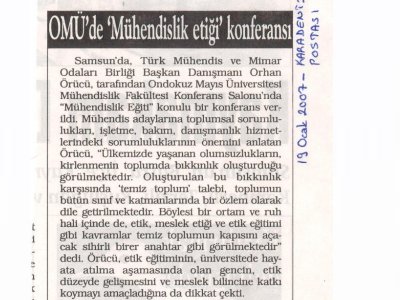 OMÜ'DE "MÜHENDİSLİK ETİĞİ" KONFERANSI