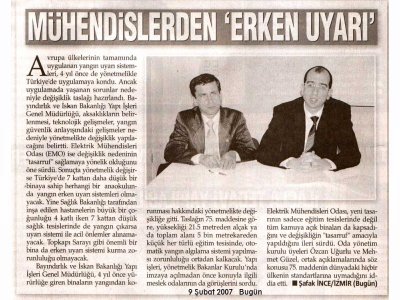 MÜHENDİSLERDEN "ERKEN UYARI"-BUGÜN