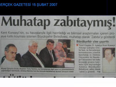 ANTALYA KENT KONSEYİ'NİN HAZIRLADIĞI SU HAVZALARI