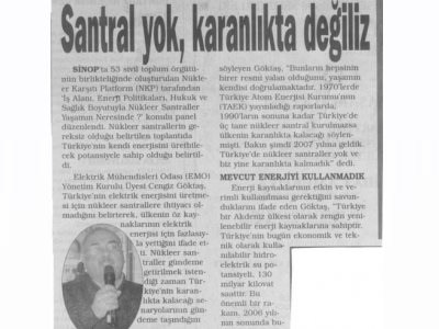 SANTRAL YOK, KARANLIKTA DEĞİLİZ