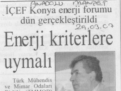 ENERJİ KRİTERLERE UYMALI ( ANADOLU MANŞET, 25.03.07)