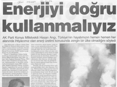 HEDEF, ULUSAL ENERJİ OLMALI (YENİ MERAM GAZETESİ, 25.03.2007)