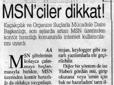 MSN'CİLER DİKKAT! (GAZETE 34, 21.05.2007)