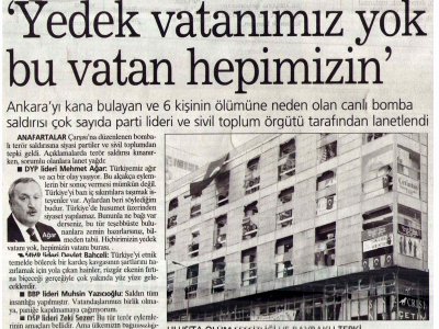 YEDEK VATANIMIZ YOK BU VATAN HEPİMİZİN’ (SABAH GAZETESİ, 24.05.2007)