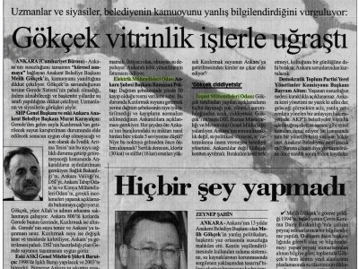 GÖKÇEK VİTRİNLİK İŞLERLE UĞRAŞTI (CUMHURİYET, 05.08.2007)