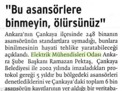 BU ASANSÖRLERE BİNMEYİN, ÖLÜRSÜNÜZ (BİRGÜN, 09.09.2007)