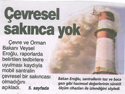 ÇEVRESEL SAKINCASI YOK