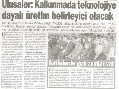 ÜLKE KALKINMASINDA “TEKNOLOJİK ÜRÜNLER” BELİRLEYİCİ OLACAK!.. (ESKİŞEHİR ANADOLU GAZETESİ, 15.11.2007)