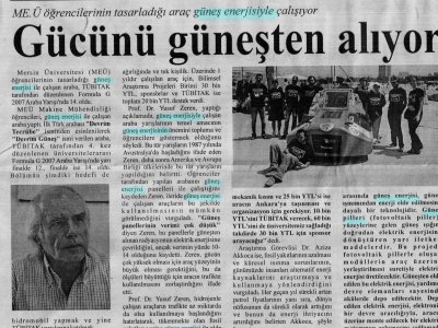 GÜCÜNÜ GÜNEŞTEN ALIYOR (GÜNEY İMECE GAZETESİ, 19.11.2007)