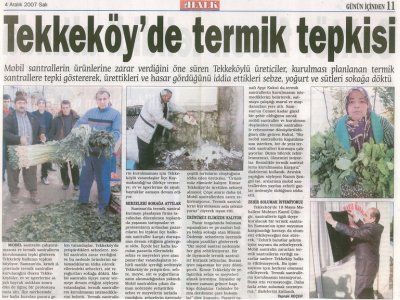 TEKKEKÖY'DE TERMİK TEPKİSİ