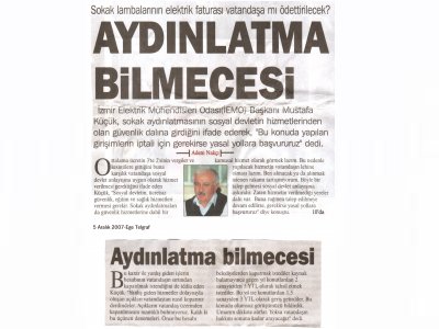 AYDINLATMA BİLMECESİ-EGE TELGRAF 05.12.2007