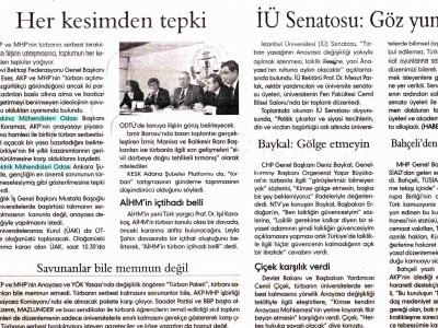 HER KESİMDEN TEPKİ  (EVRENSEL, 01.02.2008)