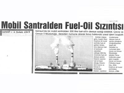 MOBİL SANTRALDEN FUEL-OİL SIZINTISI