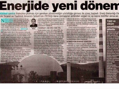 ENERJİDE YENİ DÖNEM (YENİ ŞAFAK, 20.03.2008)