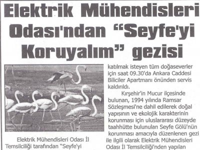 ELEKTRİK MÜHENDİSLERİ ODASINDAN SEYFEYİ KORUYALIM GEZİSİ  (KIRŞEHİR ÇINAR, 07.05.2008)