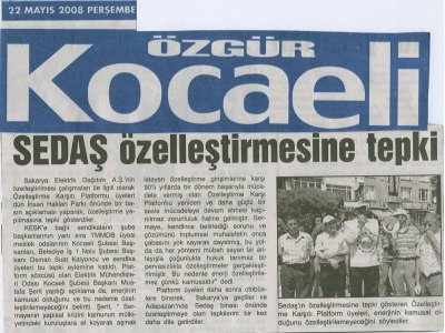 ENERJİ DAĞITIM ÖZELLEŞTİRMELERİNE KARŞI İZMİT VE SAKARYA'DA ÖKP BASIN AÇIKLAMALARI