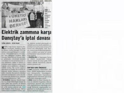 (36. DÖNEM) ELEKTRİK ZAMLARINA İLİŞKİN TAKSİM BEDAŞ BİNASI ÖNÜNDE YAPILAN BASIN AÇIKLAMASI ÇEŞİTLİ BASIN-YAYIN ORGANLARINDA YER ALDI-1 TEMMUZ 2008