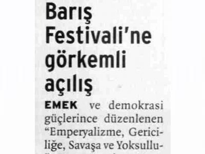 BARIŞ FESTİVALİ'NE GÖRKEMLİ AÇILIŞ (BİRGÜN GAZETESİ, 24.08.2008)