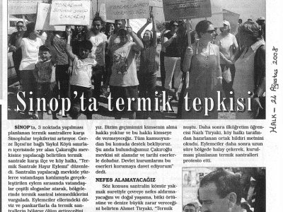 SİNOP'TA TERMİK TEPKİSİ