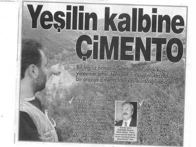 YEŞİLİN KALBİNE ÇİMENTO
