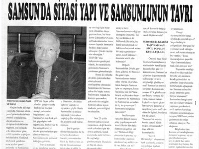 SAMSUN'DA SİYASİ YAPI VE SAMSUNLUNUN TAVRI