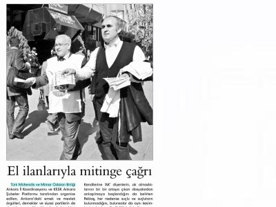 EL İLANLARIYLA MİTİNGE ÇAĞRI (EVRENSEL, 18.10.2008